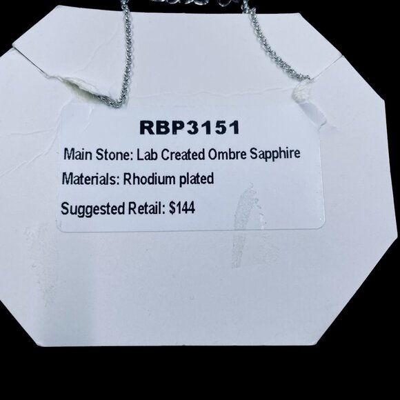 Bomb Party Ombre Sapphire Necklace Rhodium Plated Pendant Gift Trendy - Picture 2 of 7